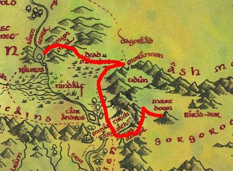 journey of frodo and sam map